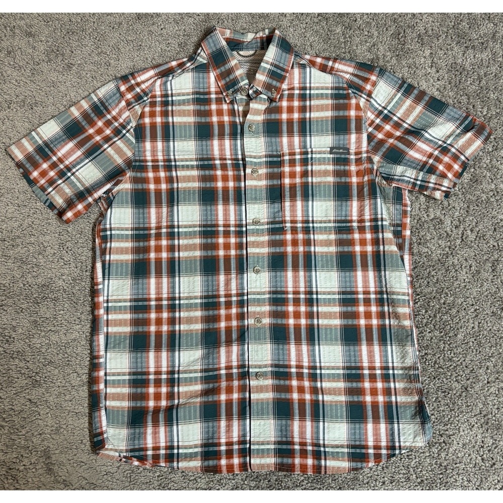 Eddie Bauer Travex Shirt Size Small Plaid Vented Outdoor Hiking Short Sleeve